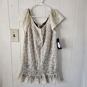NWT Moon Collection Cream Lace Mini Dress Size S